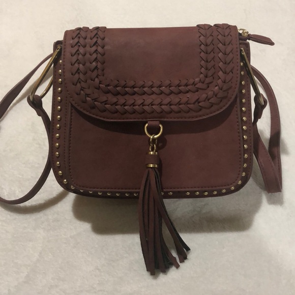 Francesca’s Burgundy Studded Tassel Purse - Picture 2 of 8